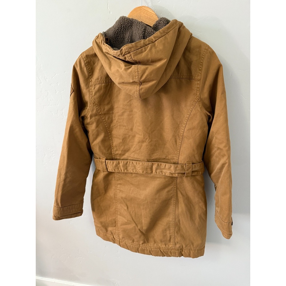 The North Face Fleece Lined Hooded Trench Jacket Wheat Women's Size Small Canvas - Picture 2 of 12